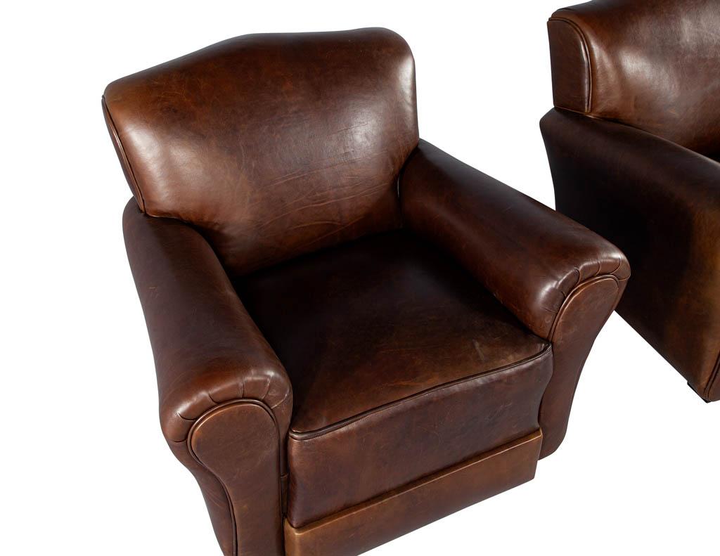 Pair of Art Deco Style Leather Club Chairs, circa 1950s For Sale 9