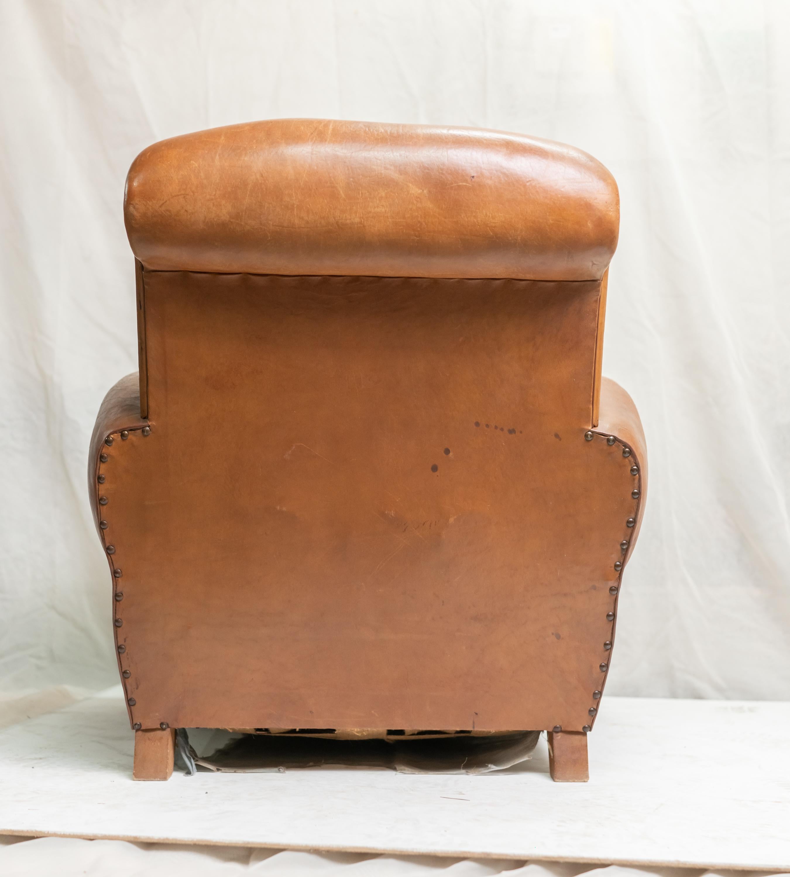 Pair of Art Deco Leather Club Chairs For Sale 12