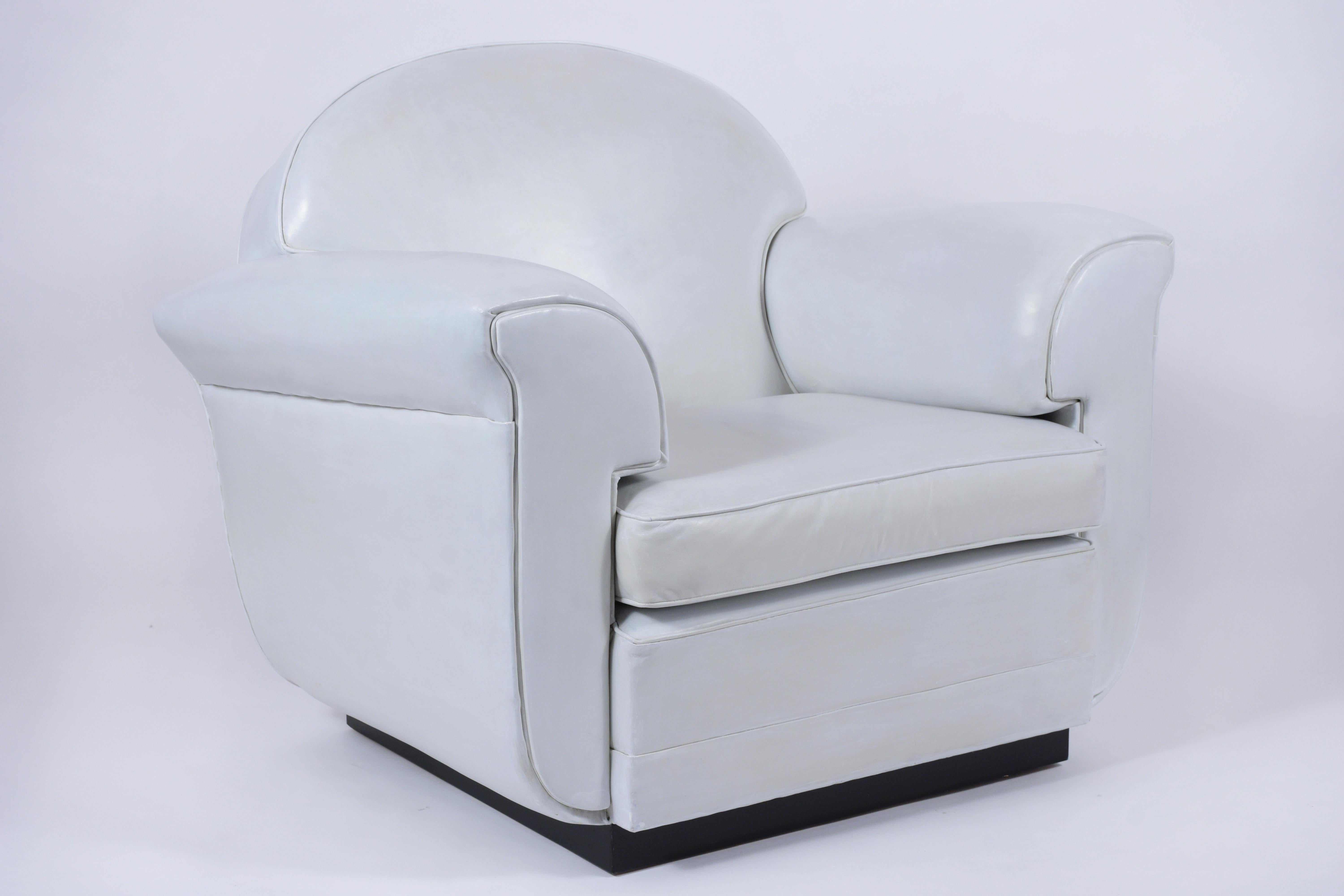 Mid-20th Century Art Deco Style Leather Club Chairs