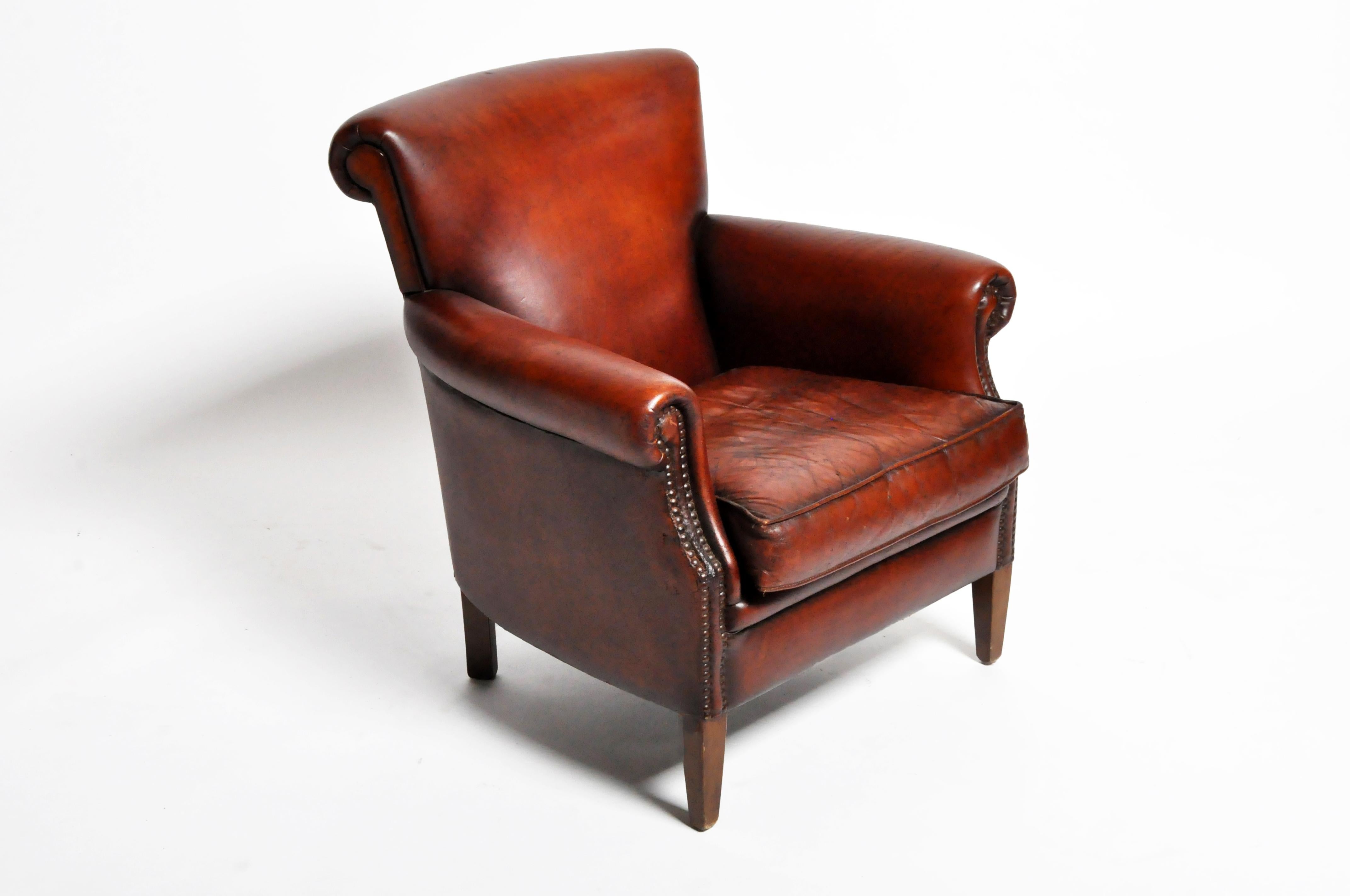 20th Century Pair of Art Deco Leather Club Chairs