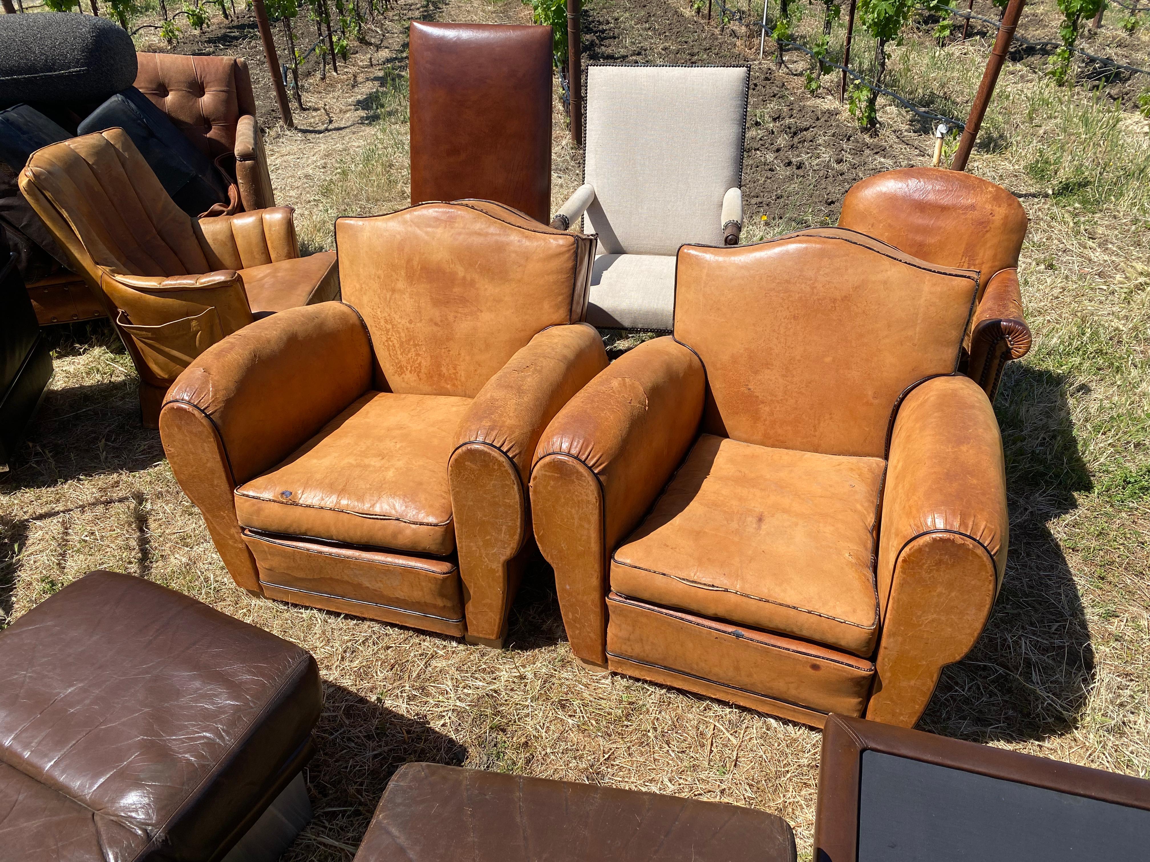 Pair of Art Deco Leather Club Chairs For Sale 3