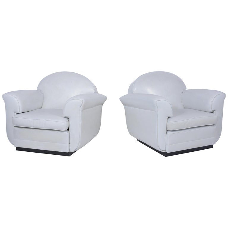 Art Deco Style Leather Club Chairs For Sale at 1stDibs
