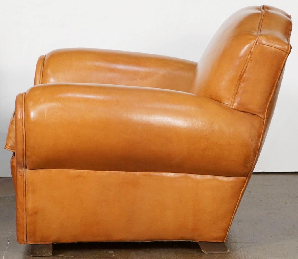 Pair of Art Deco Leather Club Chairs from France, 'Individually Priced' 5