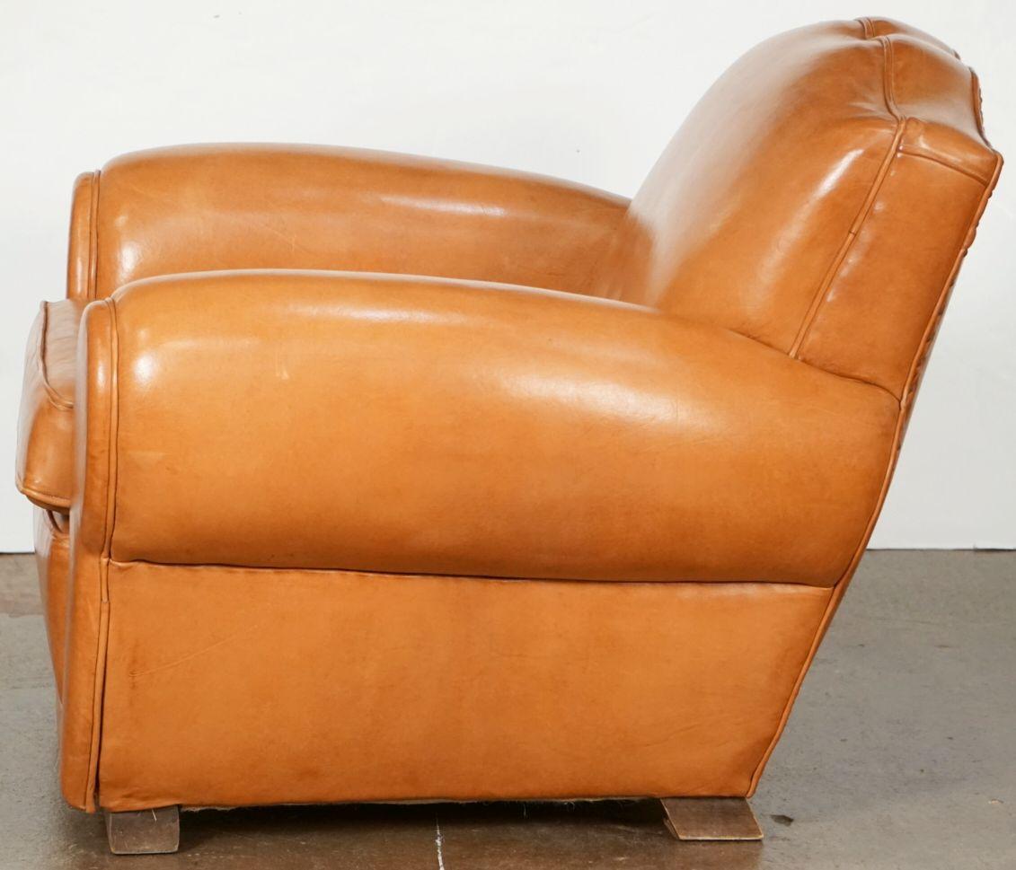 Pair of Art Deco Leather Club Chairs from France, 'Individually Priced' 6
