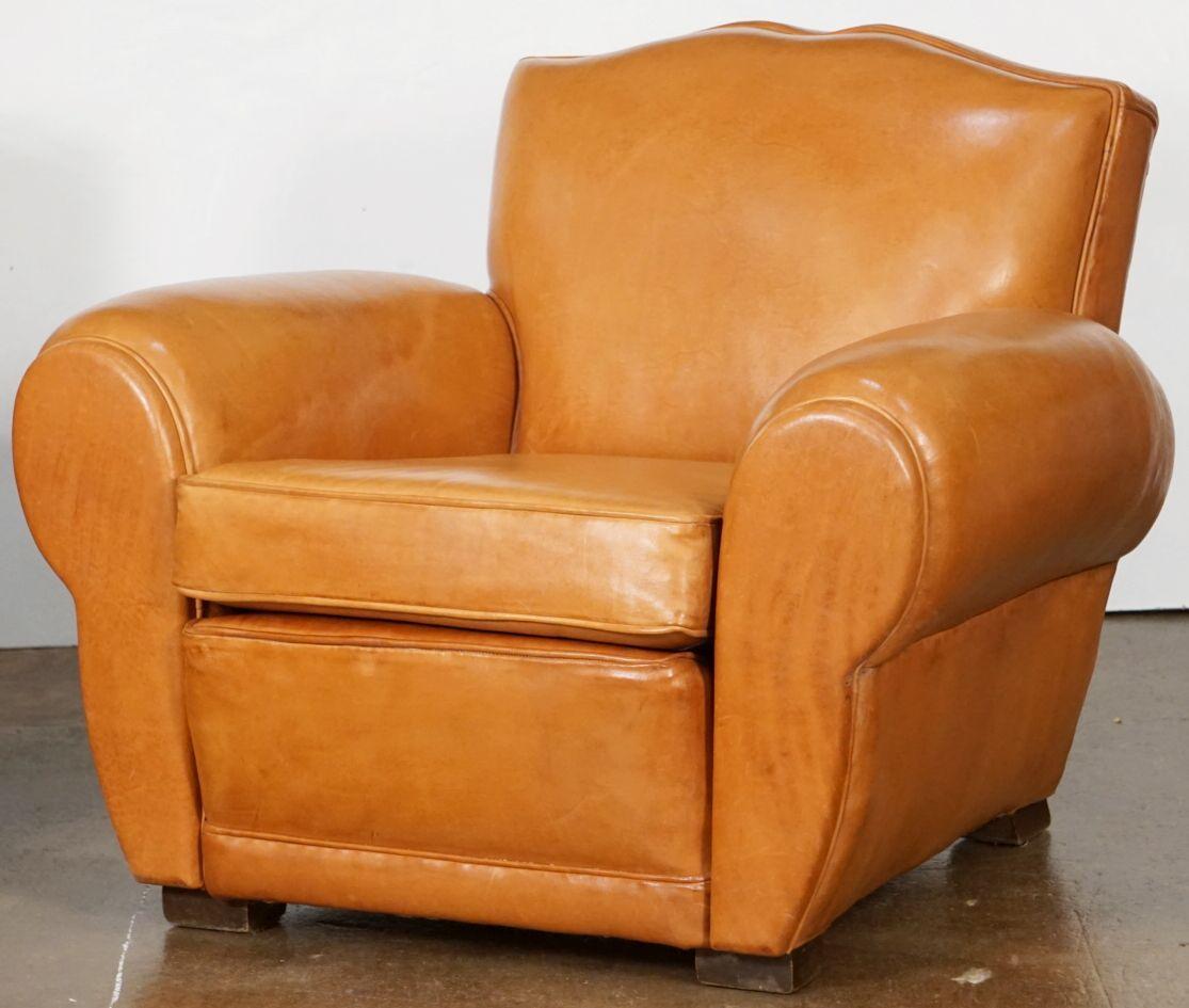 Pair of Art Deco Leather Club Chairs from France, 'Individually Priced' 7
