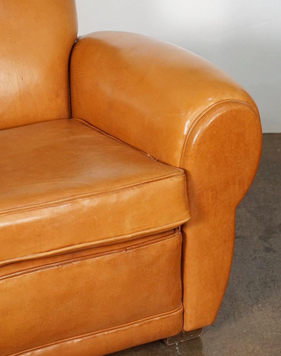 Pair of Art Deco Leather Club Chairs from France, 'Individually Priced' 1