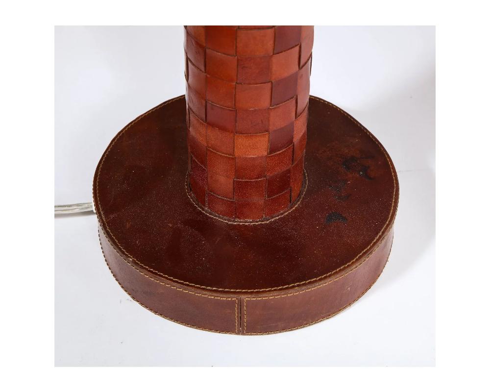19th Century Pair of Art Deco Leather Lamps Attributed to Paul Dupré-Lafon For Hermes For Sale