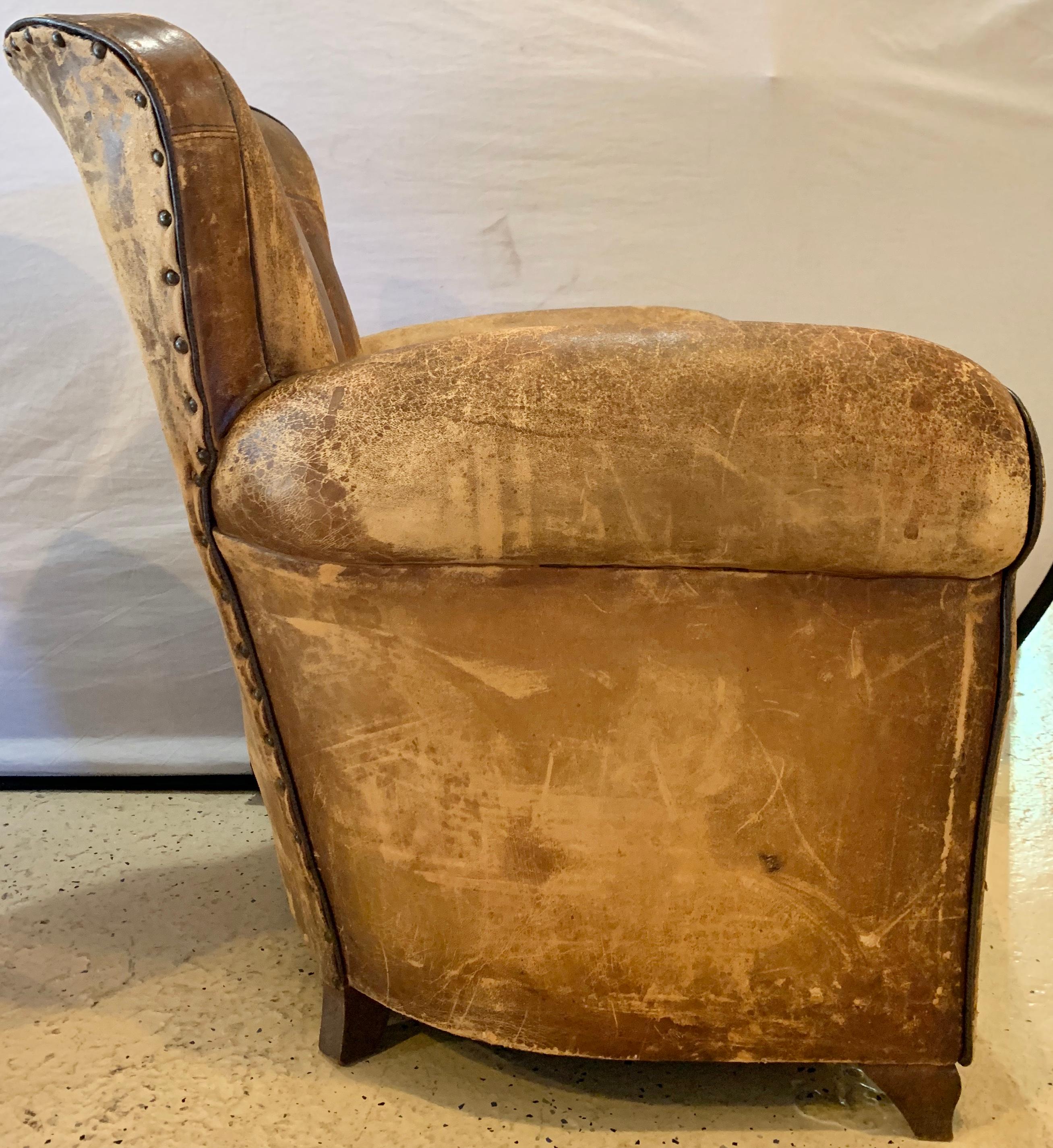 Pair of Art Deco Leather Lounge or Club Chairs, circa 1940s 14