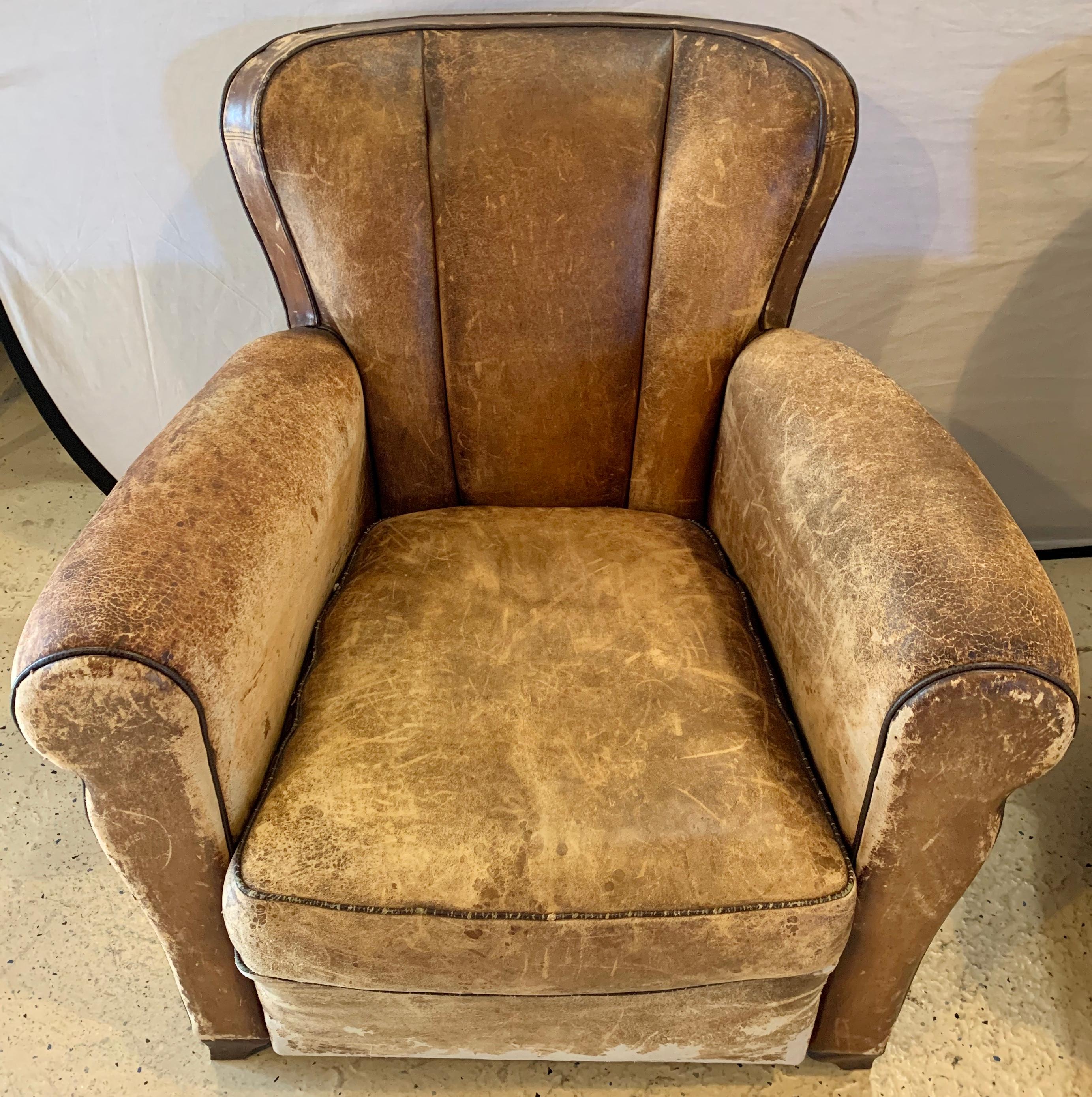 Mid-20th Century Pair of Art Deco Leather Lounge or Club Chairs, circa 1940s