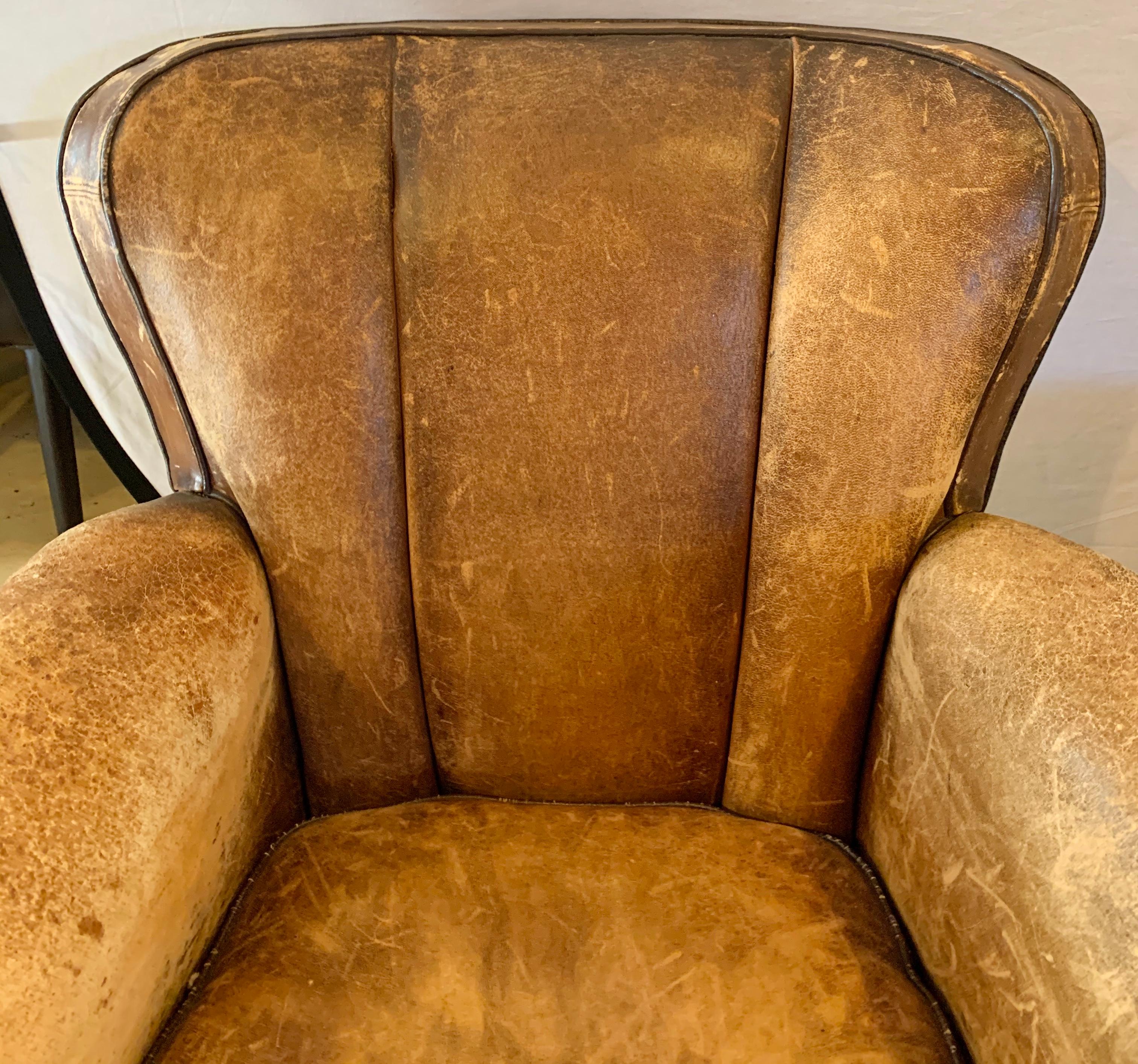 Pair of Art Deco Leather Lounge or Club Chairs, circa 1940s 5