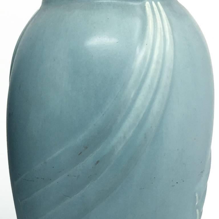 Mid-20th Century Pair of Art Deco Light Blue Vases in Ceramic, 1930s For Sale