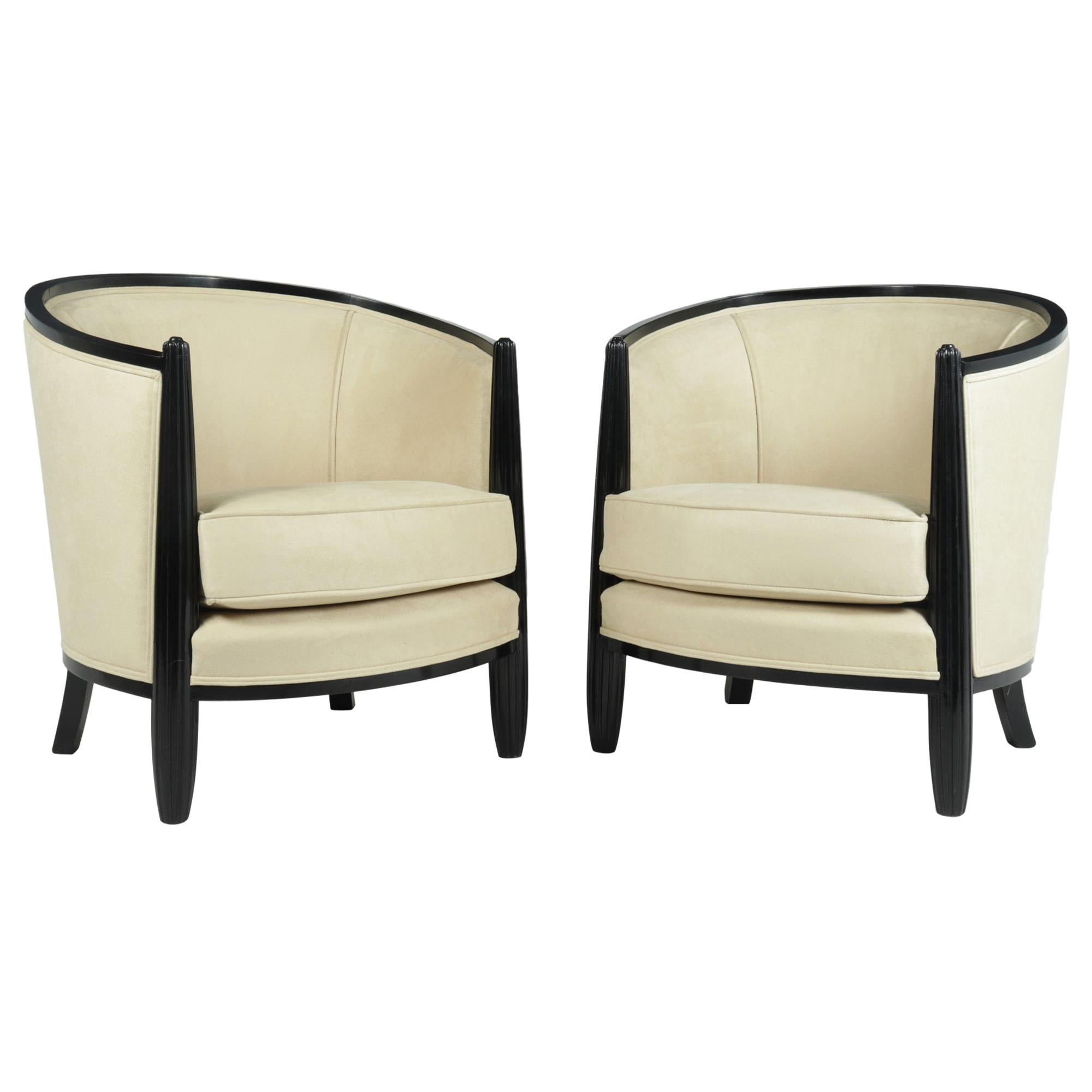 Pair of Art Deco Lounge Armchairs by Paul Follot