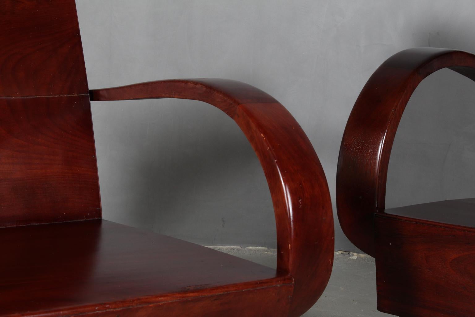 Brass Pair of Art Deco Lounge Chairs, Second Half of the 20th Century