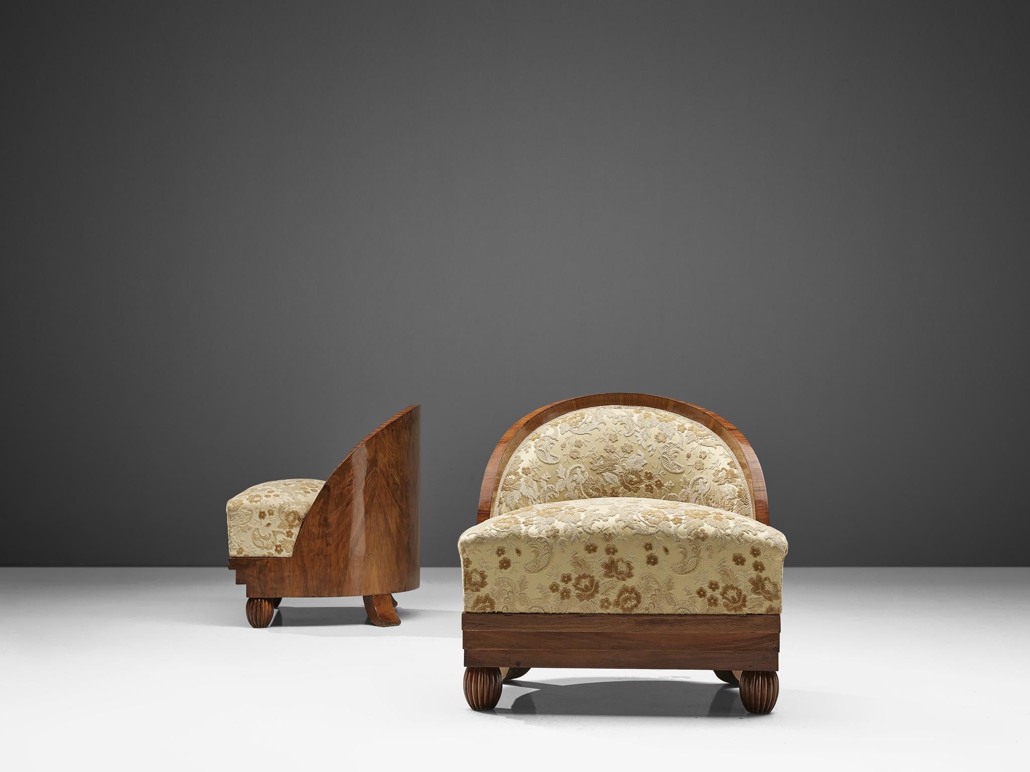 Italian Pair of Art Deco Lounge Chairs by Ducrot Studio