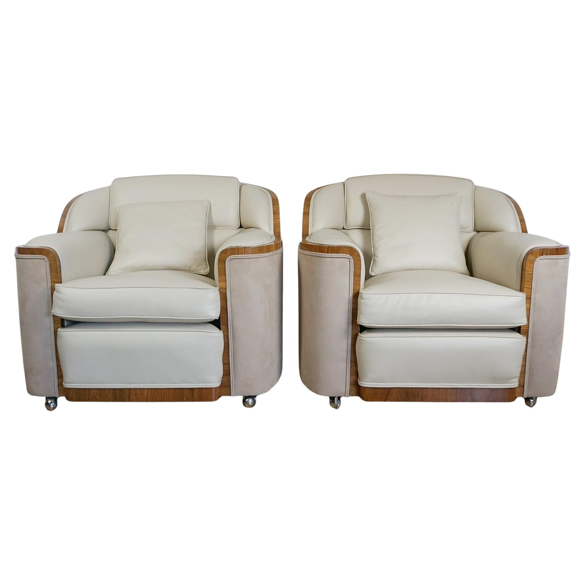 Pair of Art Deco Lounge Chairs by Harry 
Lou Epstein en venta