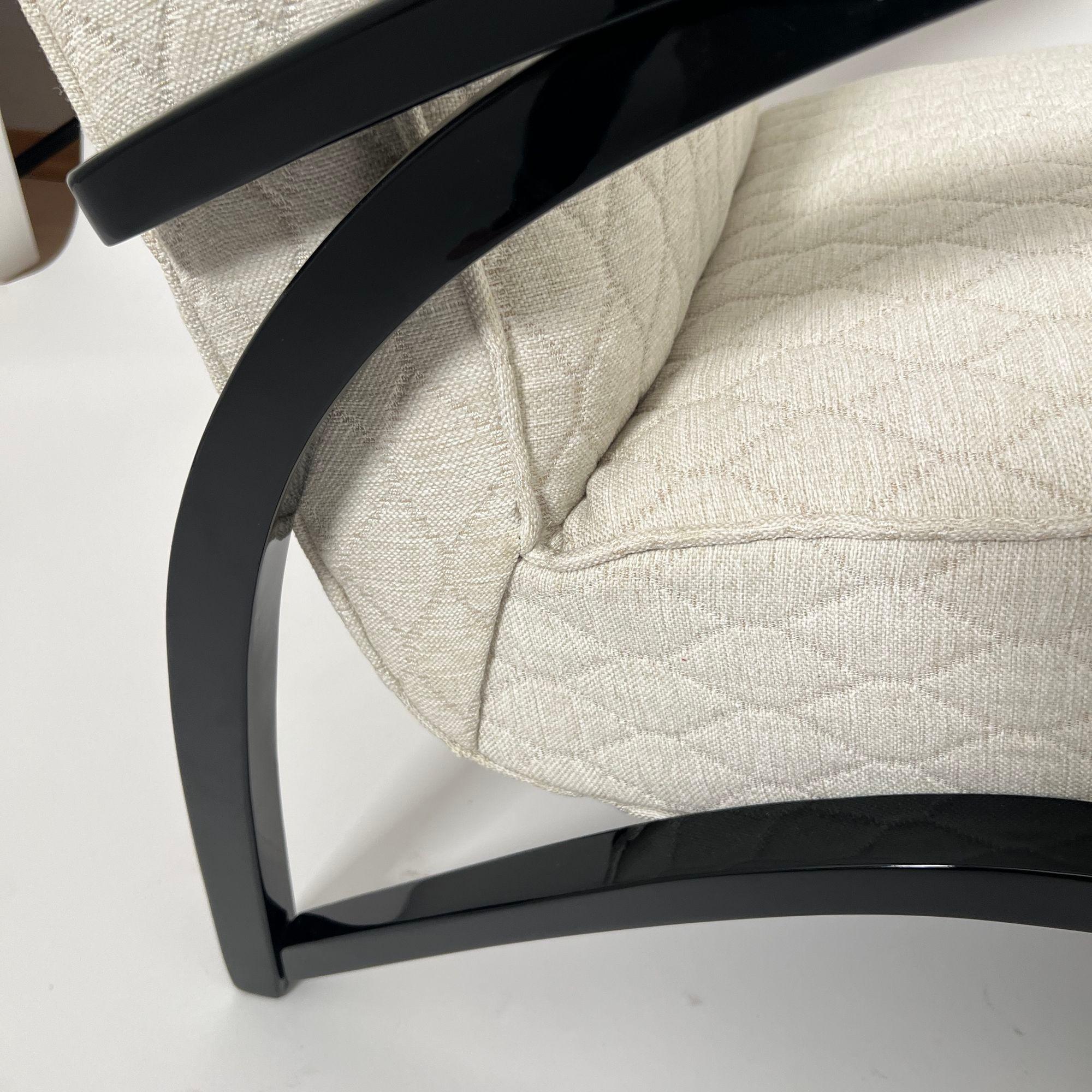 Paar Art Deco Lounge Chairs von J. Halabala, schwarzer Lack, Tschechien um 1930 im Angebot 7