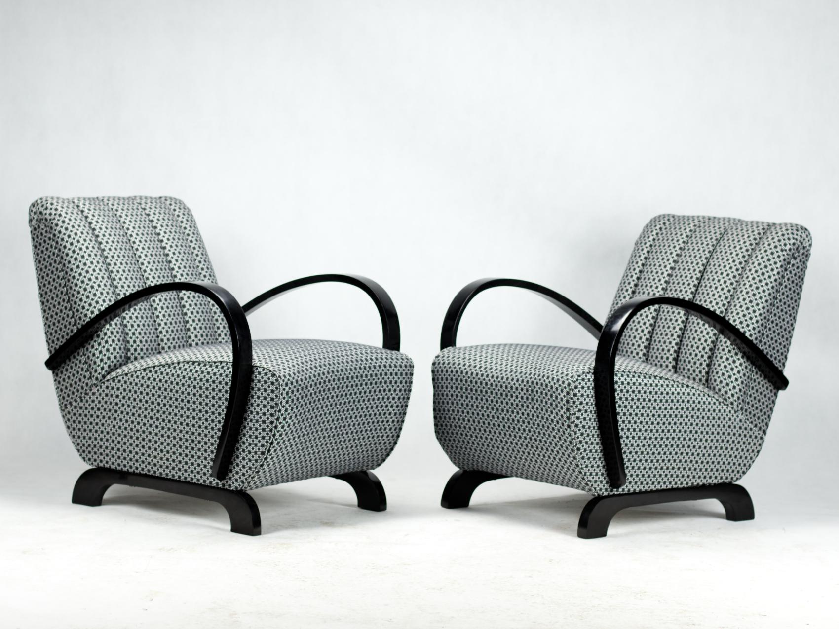 Pair of Art Deco Lounge Chairs by Jindrich Halabala for UP Zavody Brno, 1930s 1