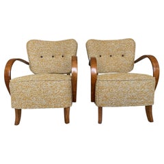 Pair of Art Deco Lounge Chairs by Jindřich Halabala, Reupholstered, circa 1940