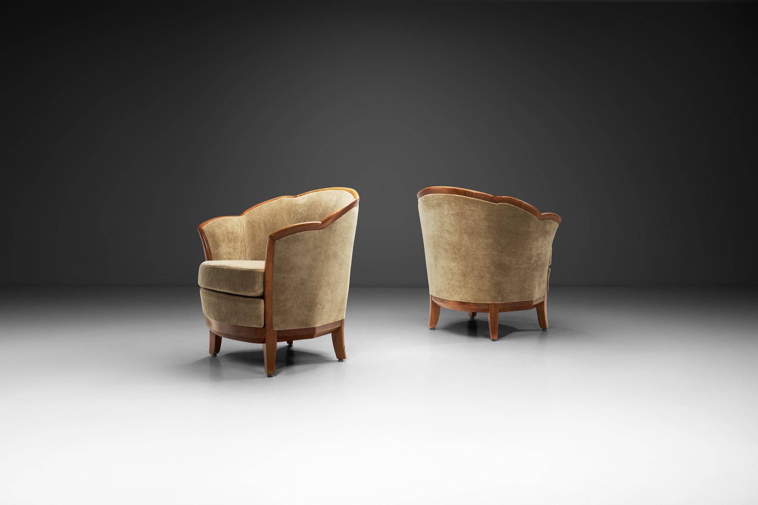 Paar Art Deco Lounge Chairs, Europa Erste Hälfte des 20. Jahrhunderts (Art déco) im Angebot