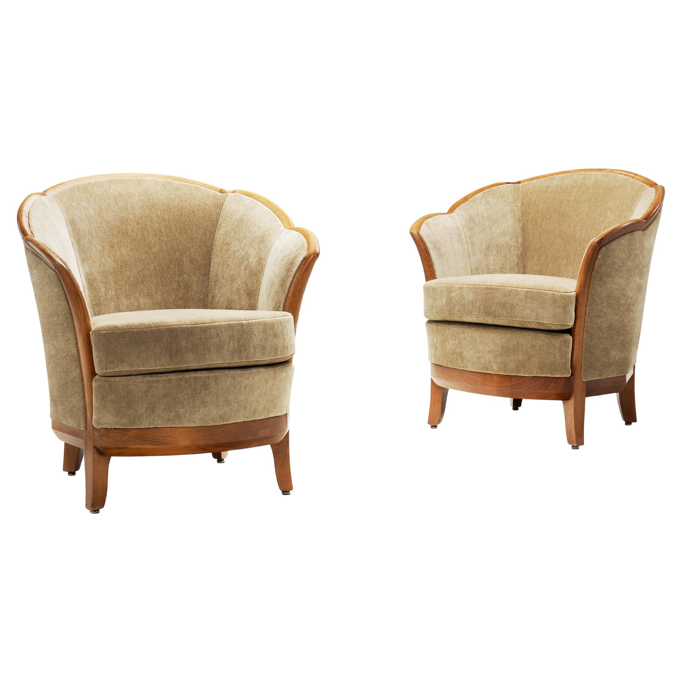 Paar Art Deco Lounge Chairs, Europa Erste Hälfte des 20. Jahrhunderts