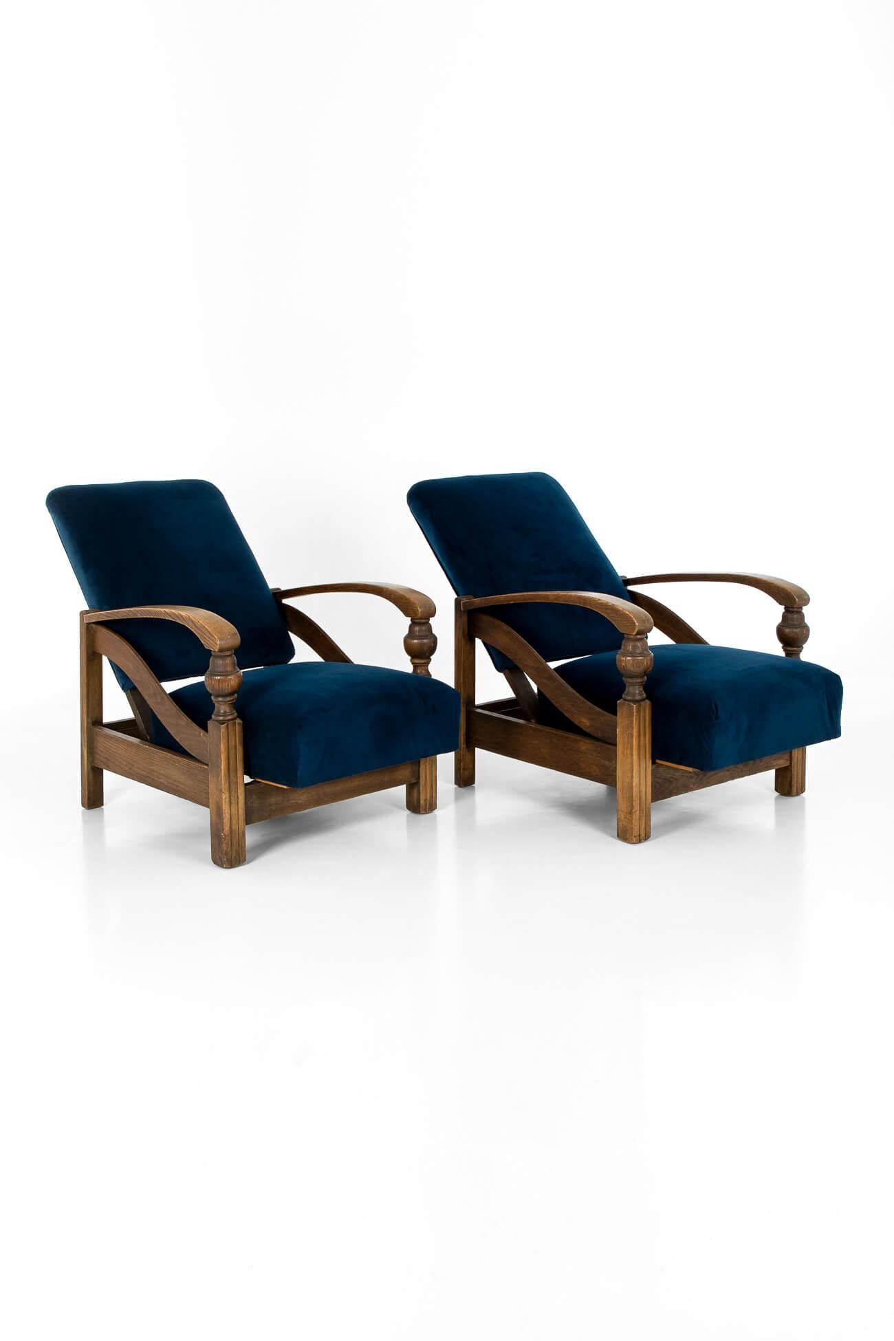 British Pair of Art Deco Lounge Chairs For Sale