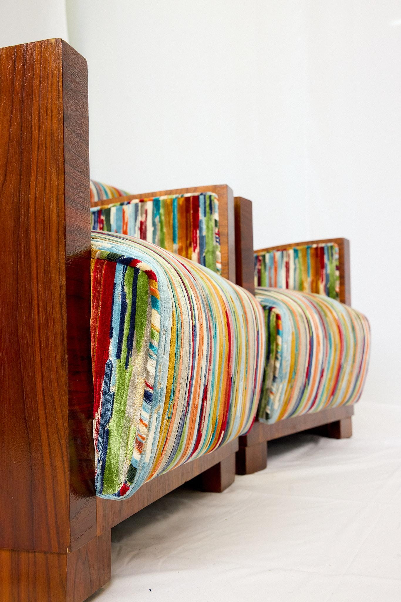 Pareja de sillones Art Decó Terciopelo en venta