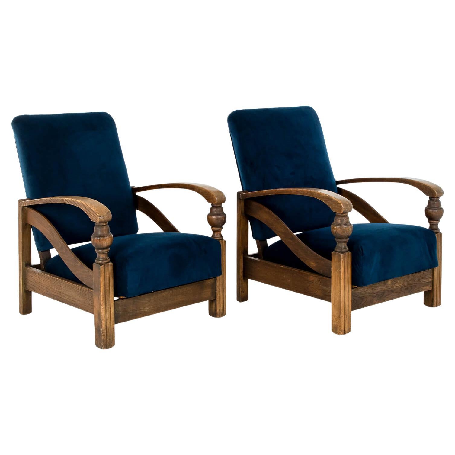 Pair of Art Deco Lounge Chairs For Sale