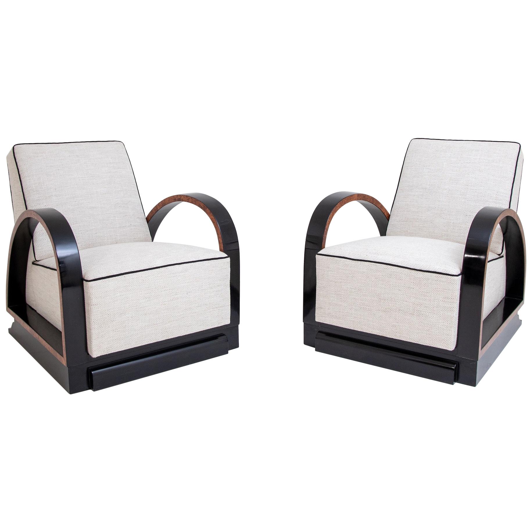 Pair of Art Deco Lounge Chairs, France, 1920s