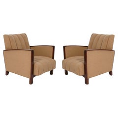 Pair of Art Deco Lounge Chairs Reupholstered In Your Fabric