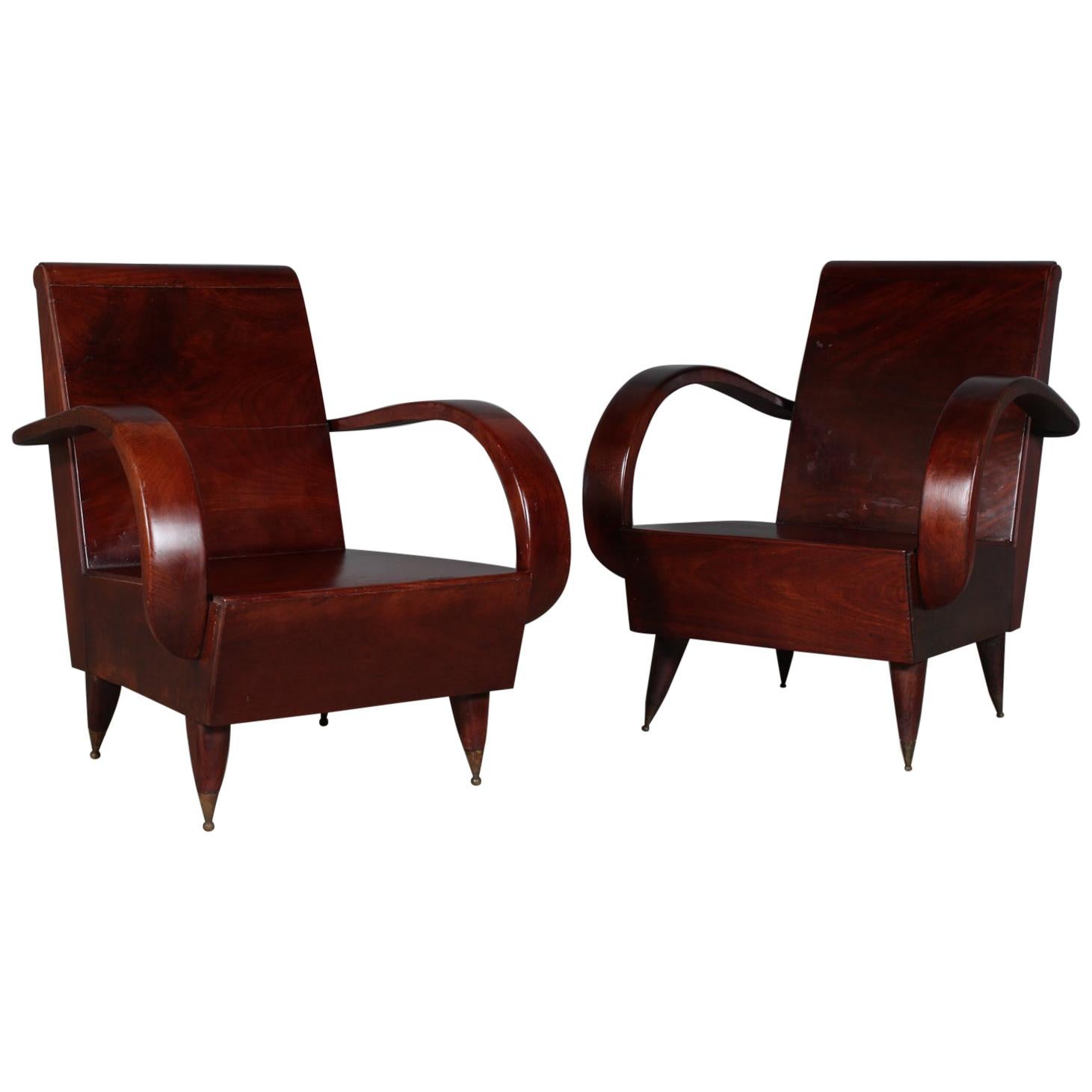 Pair of Art Deco Lounge Chairs, Second Half of the 20th Century