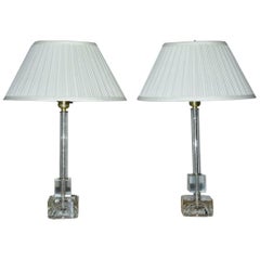 Pair of Art Deco Lucite Dressing Table Lamps