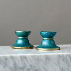 Pair of Art Deco Lustre Candlesticks by Josef Ekberg. Gustavsberg, Sweden, 1930s