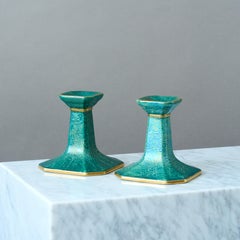 Pair of Art Deco Lustre Candlesticks by Josef Ekberg. Gustavsberg, Sweden, 1930s