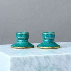 Pair of Art Deco Lustre Candlesticks by Josef Ekberg. Gustavsberg, Sweden, 1930s