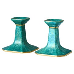 Pair of Art Deco Lustre Candlesticks by Josef Ekberg. Gustavsberg, Sweden, 1930s
