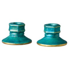 Pair of Art Deco Lustre Candlesticks by Josef Ekberg. Gustavsberg, Sweden, 1930s