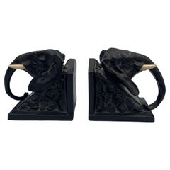 Pair of Art Deco LV Aronson Elephant Head Cold Painted Bookends, 1922