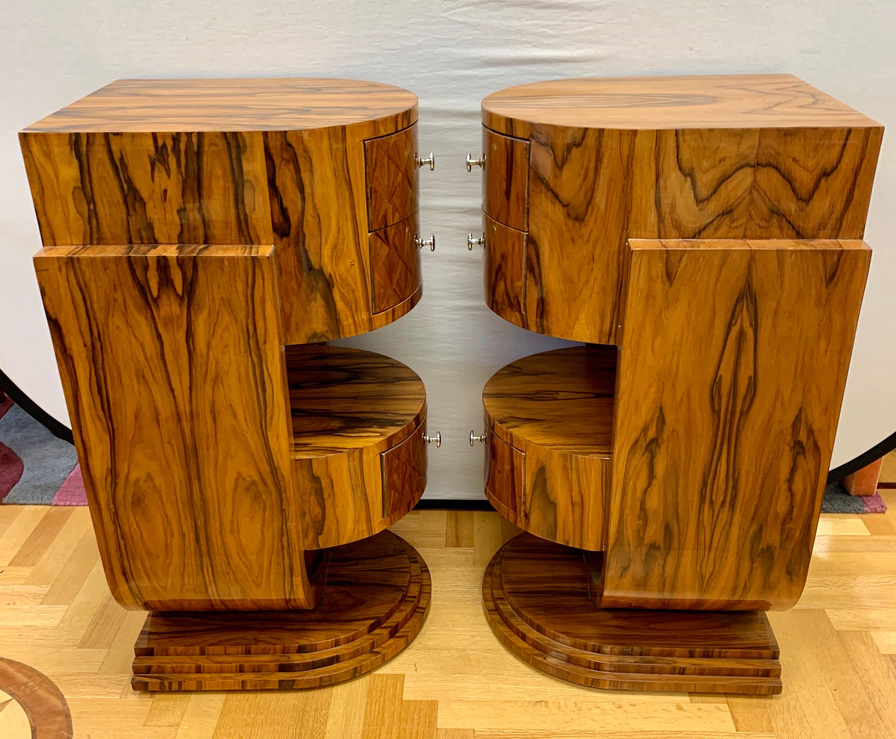 Pair of Art Deco Macassar Wood Nightstands End Tables 5