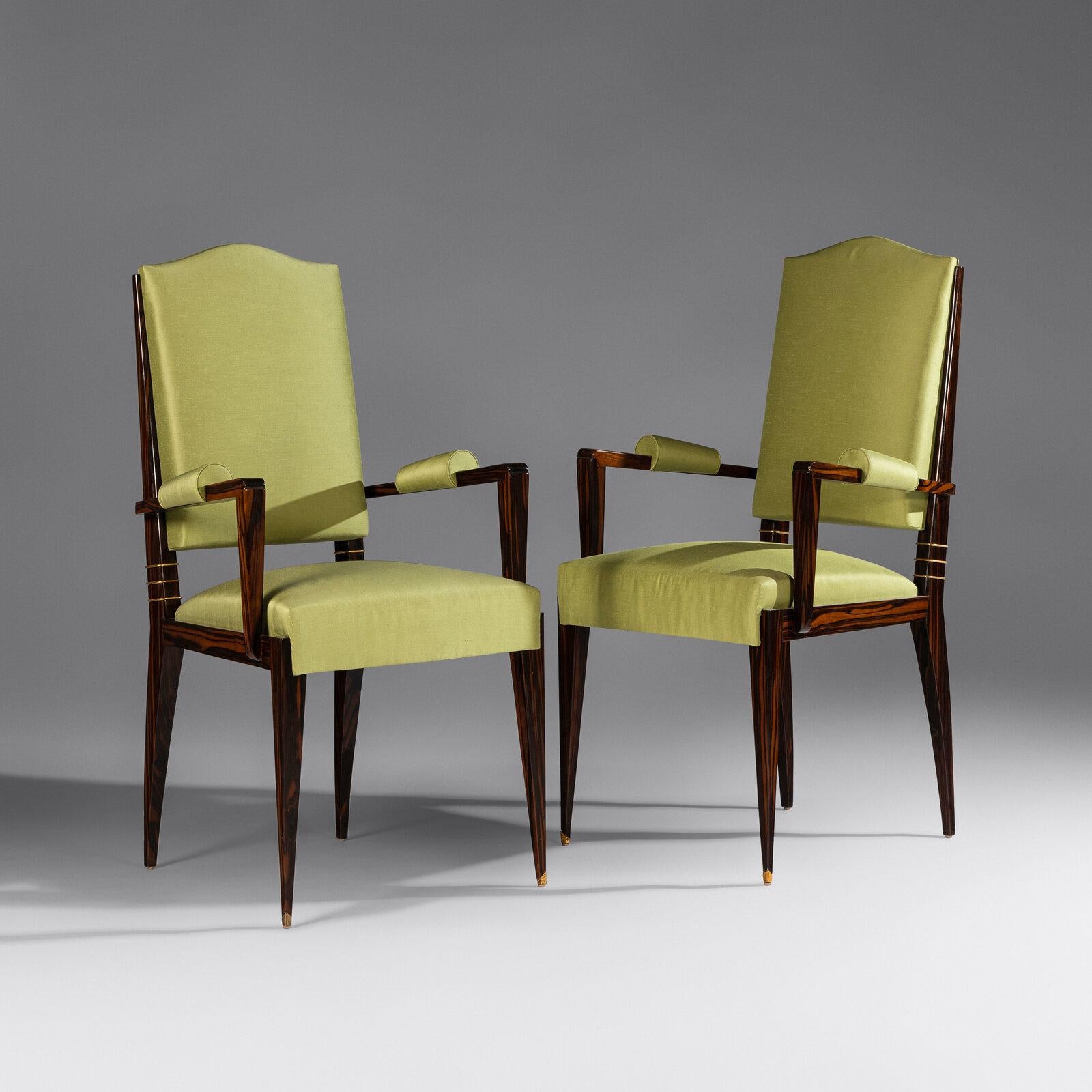 Paar Art Deco  Sessel aus Makassar-Ebenholz von André Domin und Marcel Genevriève für Maison Dominique