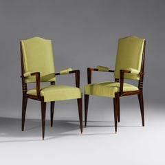 Paar Art Deco  Makassar-Ebenholz-Sessel von Maison Dominique