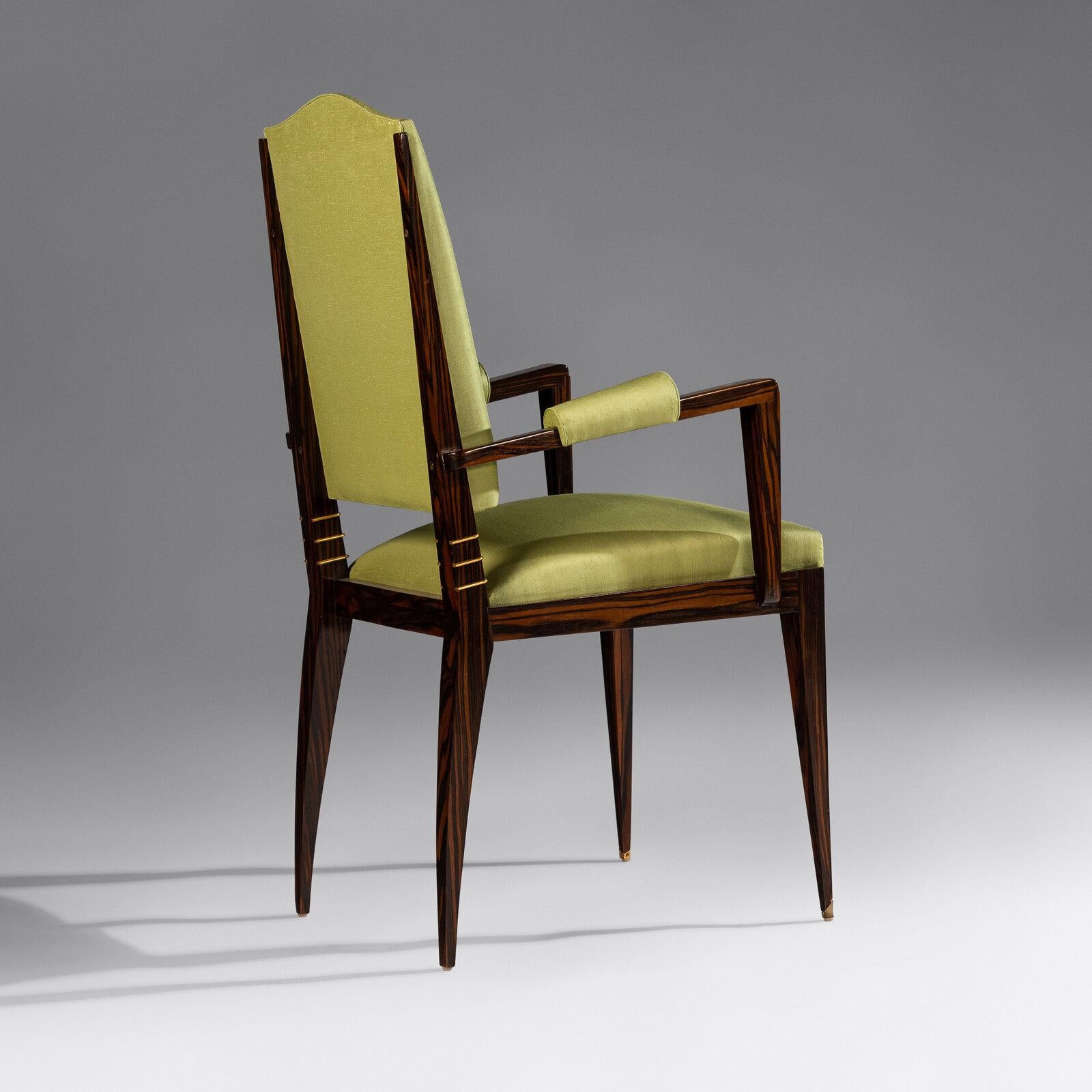 Paar Art Deco  Makassar-Ebenholz-Sessel von Maison Dominique (Art déco) im Angebot