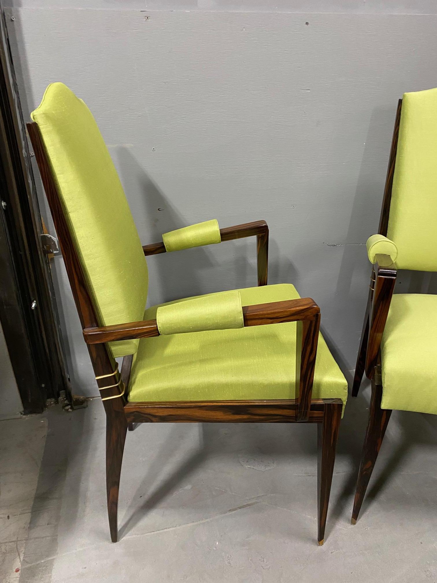 Paar Art Deco  Makassar-Ebenholz-Sessel von Maison Dominique im Zustand „Gut“ im Angebot in Montreal, QC