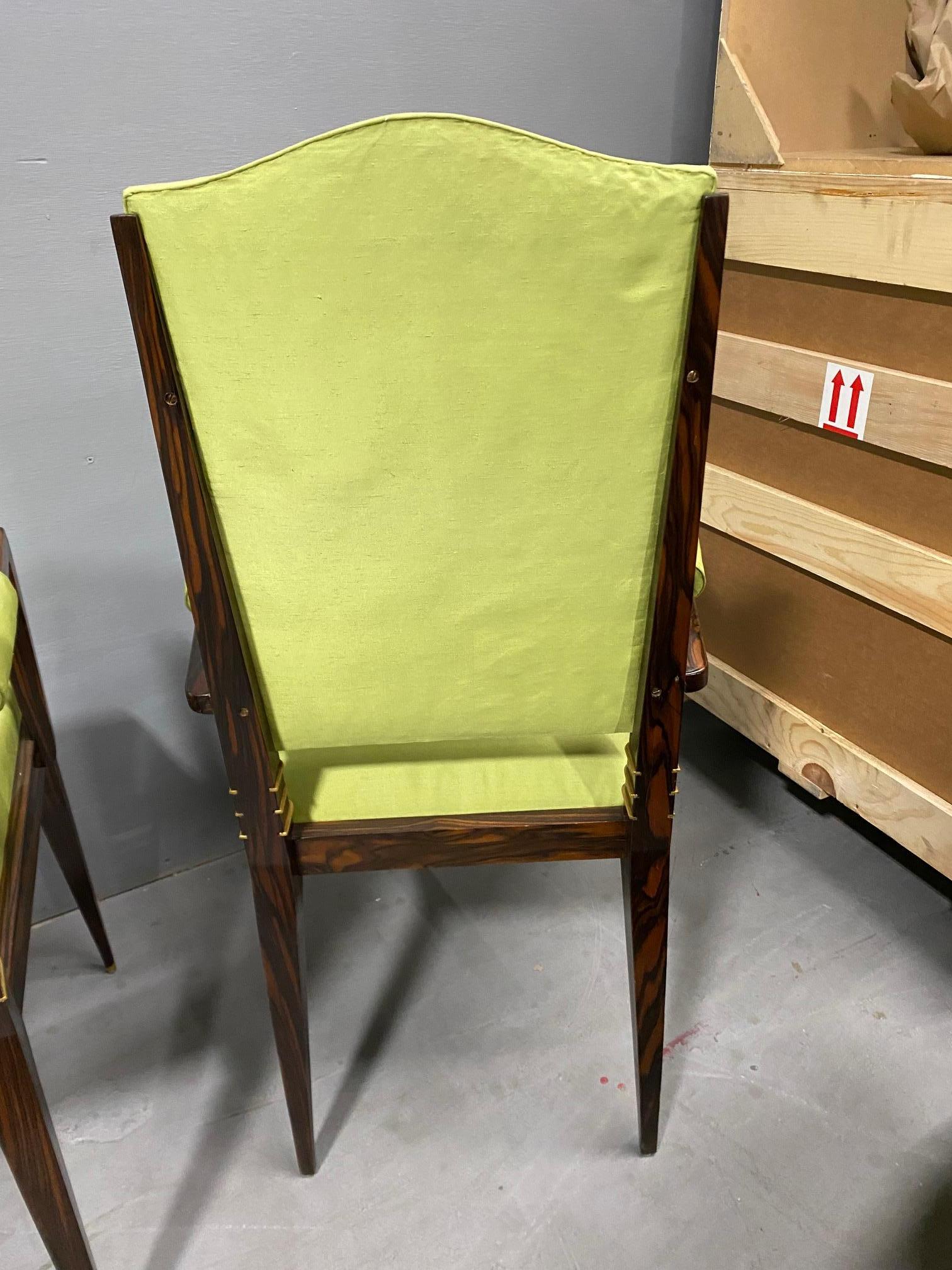 Paar Art Deco  Makassar-Ebenholz-Sessel von Maison Dominique im Angebot 3