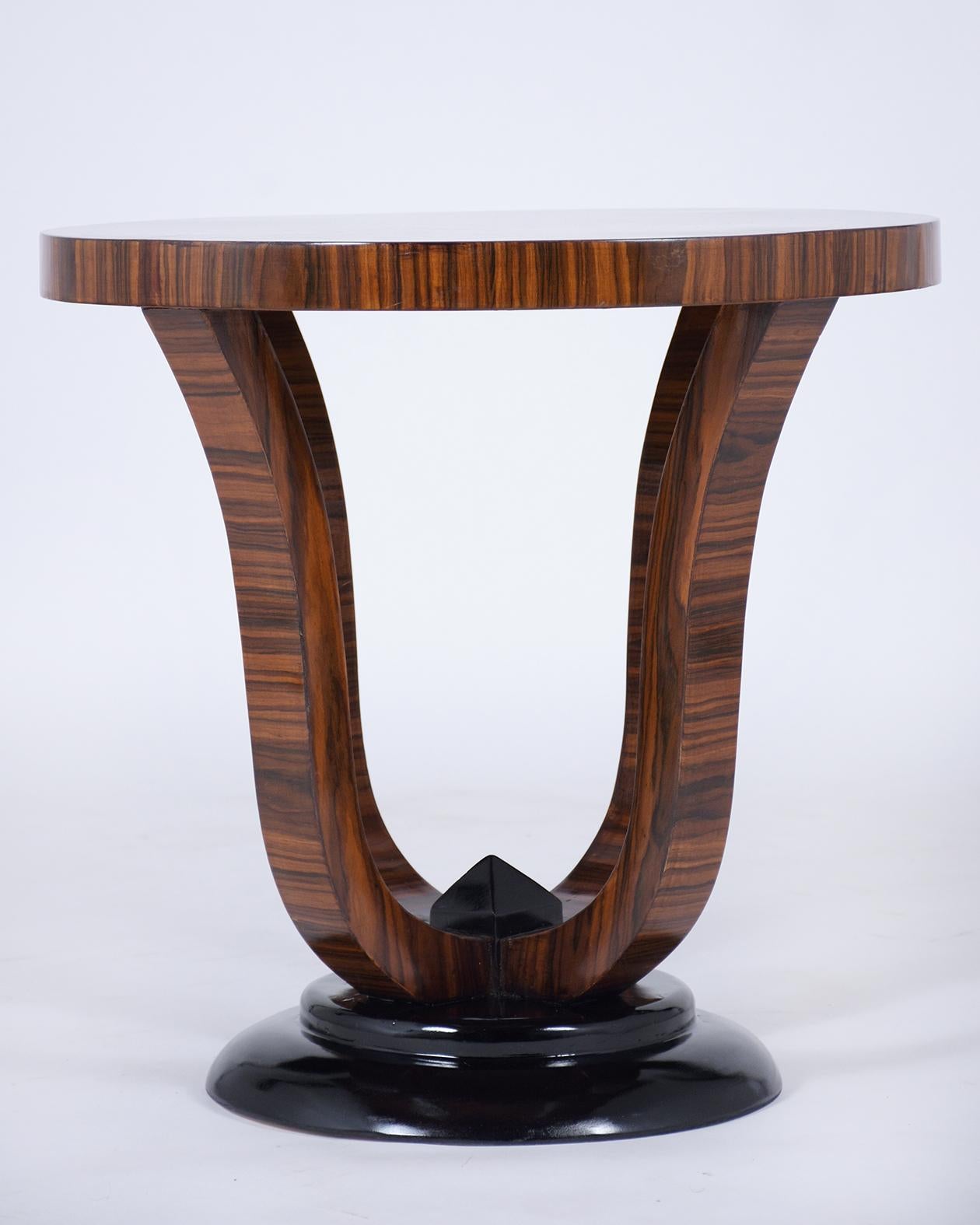 Late 20th Century Pair of Macassar Art Deco Side Tables