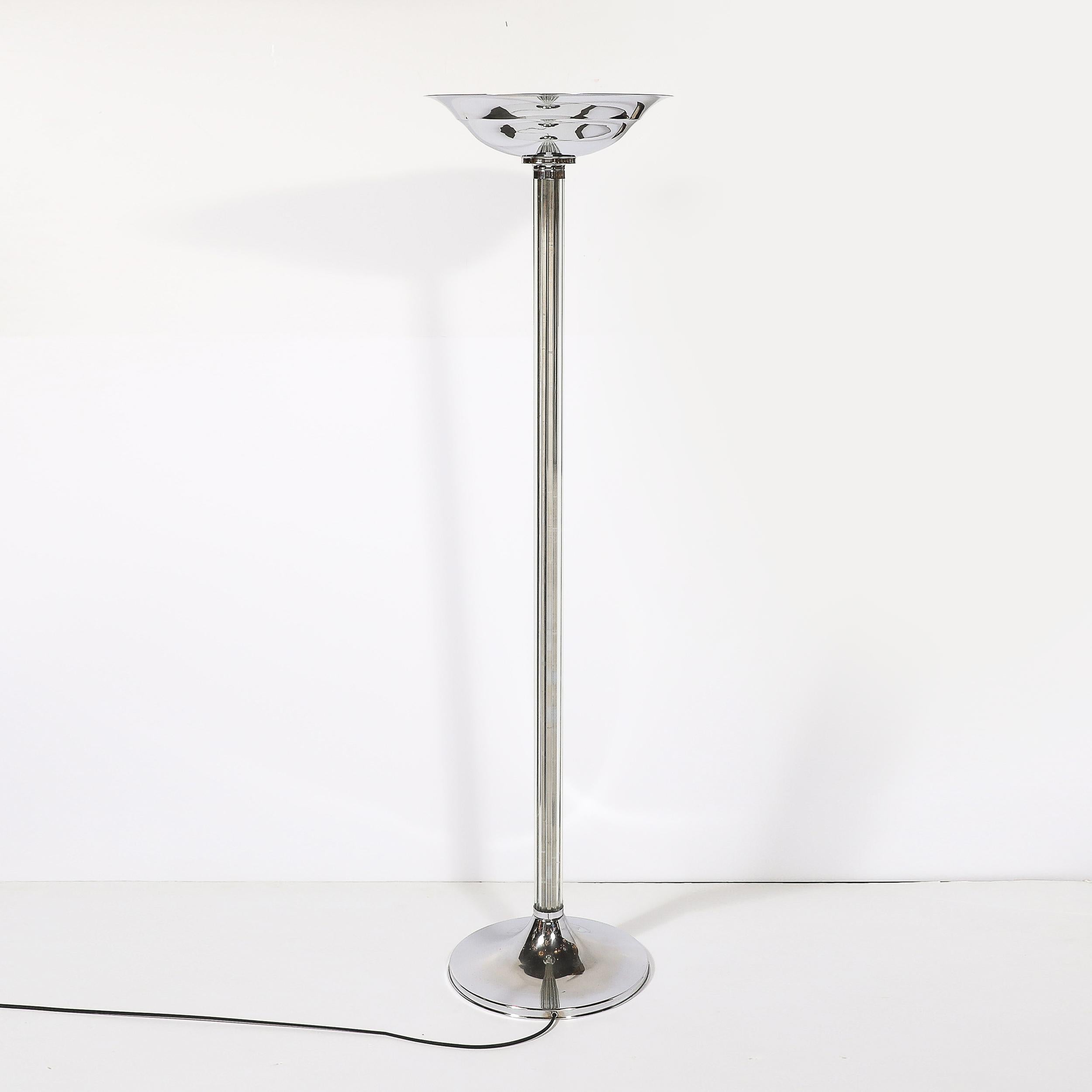 Paire de torchères à tige en verre et chrome de l'âge du Machin Art Déco en vente 4