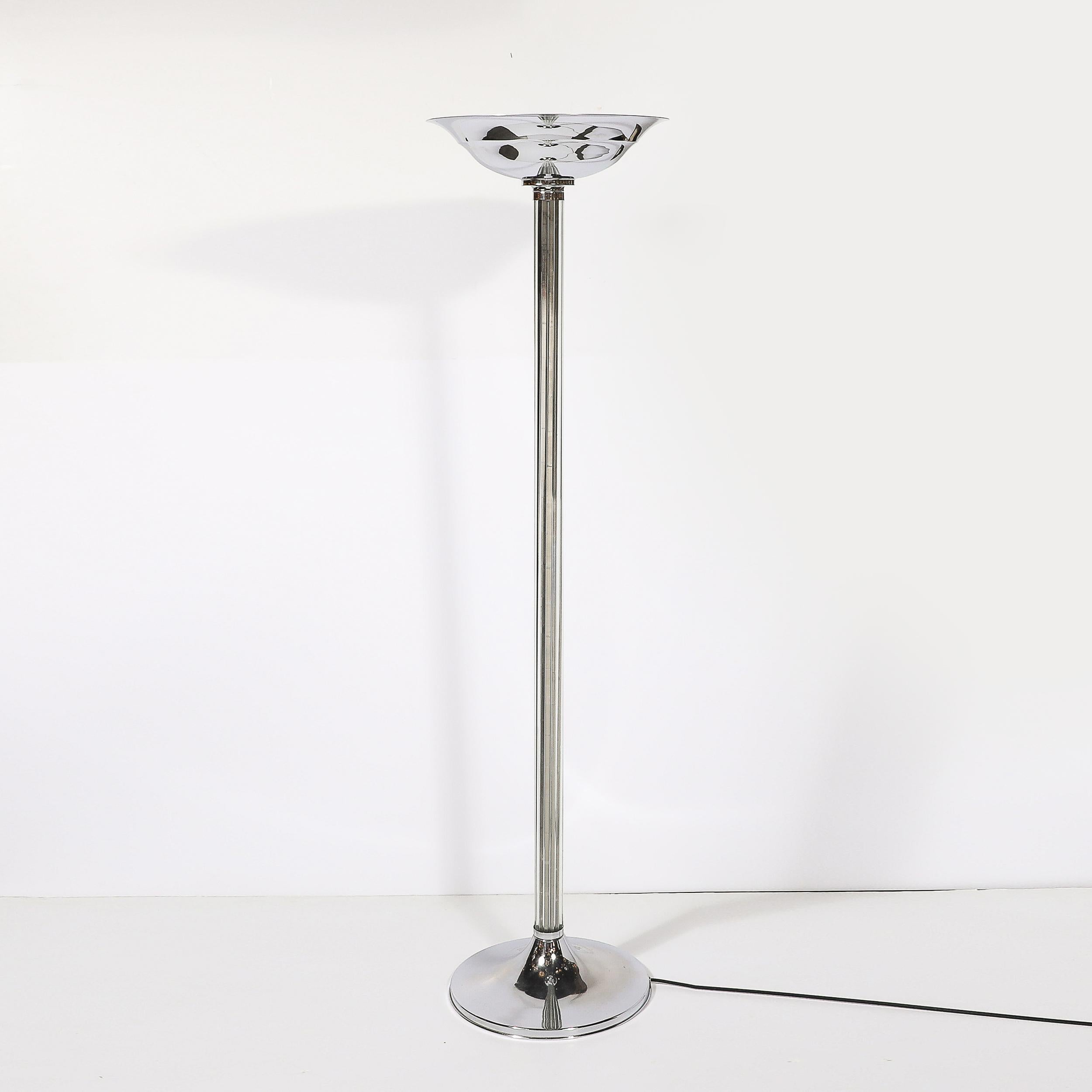 Paire de torchères à tige en verre et chrome de l'âge du Machin Art Déco en vente 5