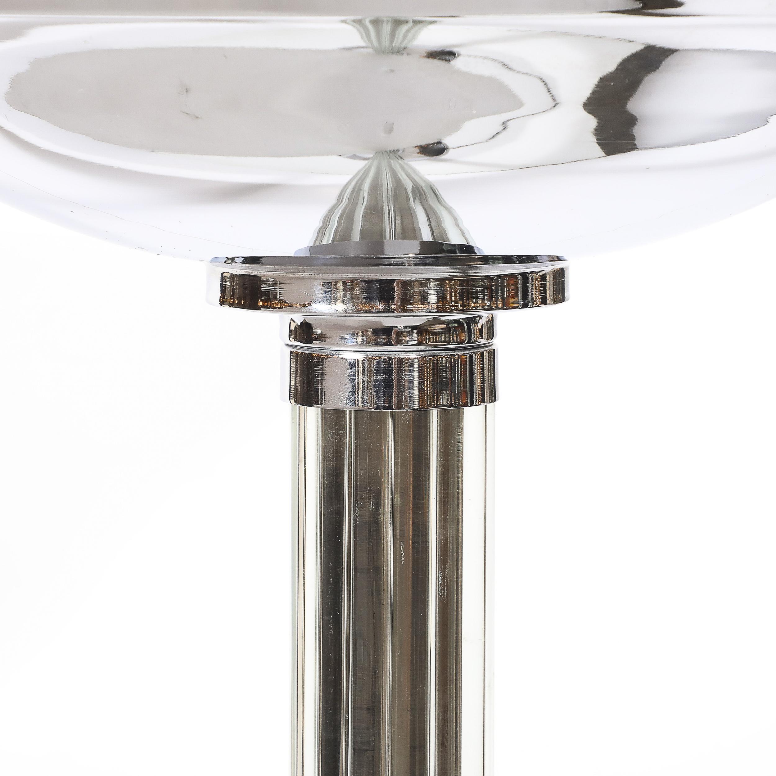 Paire de torchères à tige en verre et chrome de l'âge du Machin Art Déco en vente 8