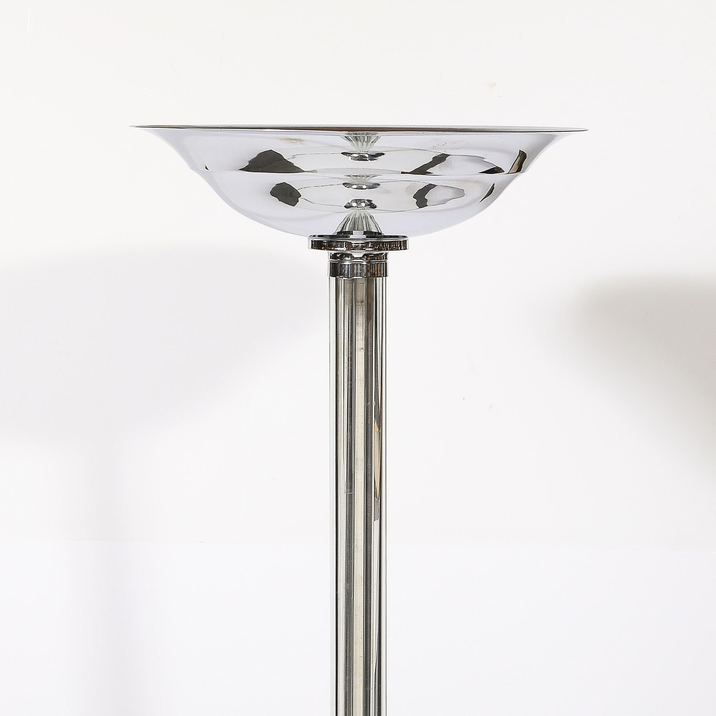 Paire de torchères à tige en verre et chrome de l'âge du Machin Art Déco en vente 2