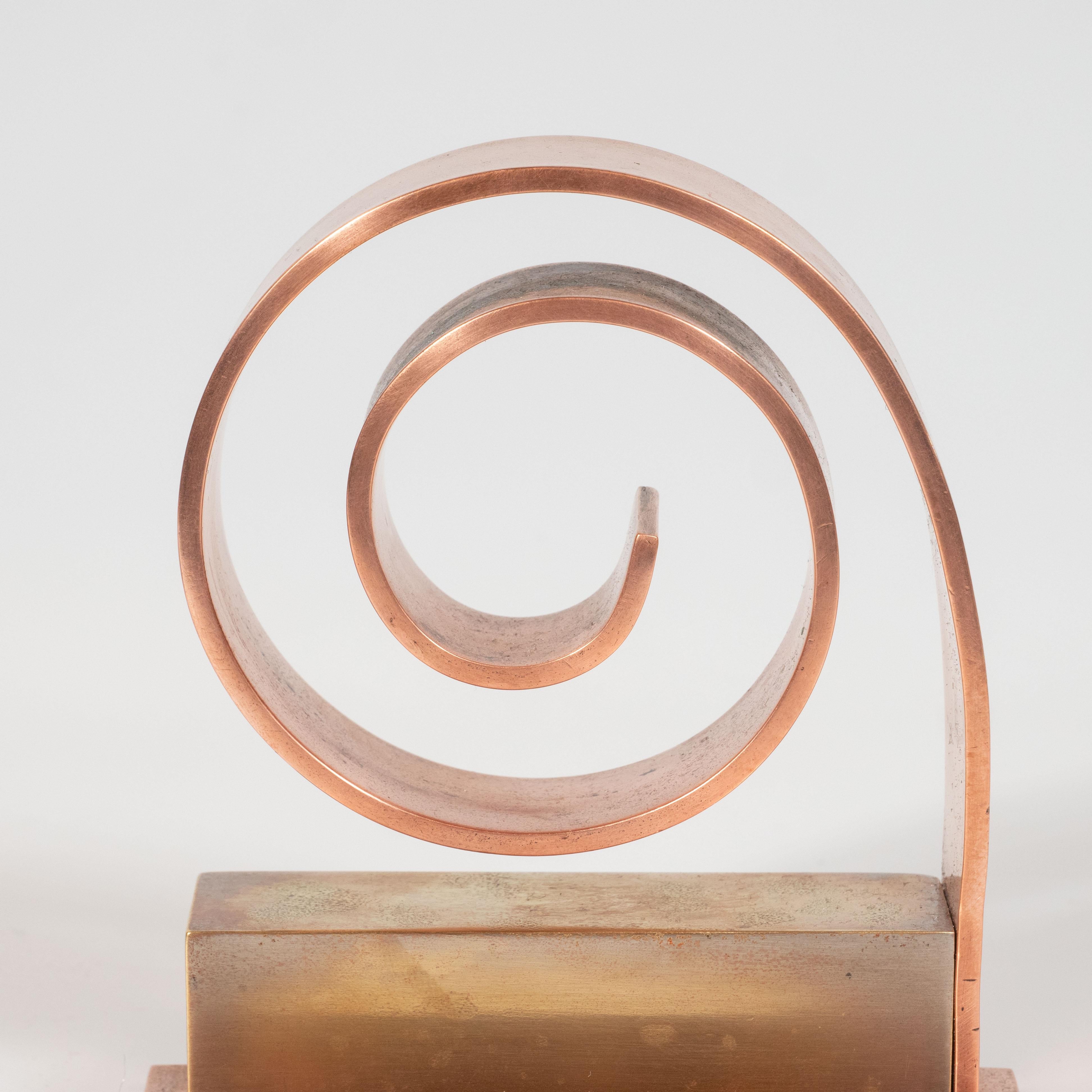 Pair of Art Deco Machine Age Copper Scroll Form Book Ends by Walter Von Nessen In Excellent Condition In New York, NY