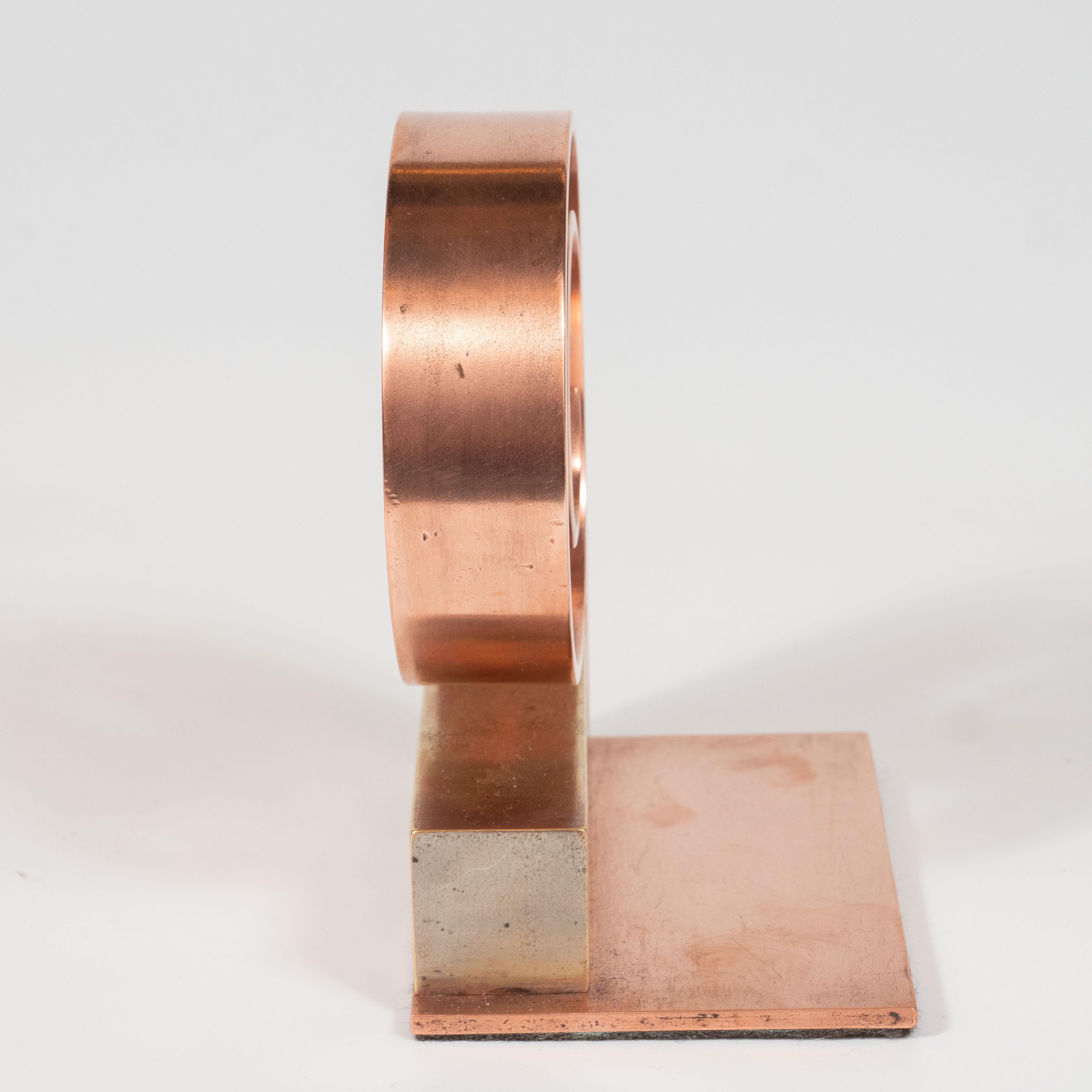 Pair of Art Deco Machine Age Copper Scroll Form Book Ends by Walter Von Nessen 1